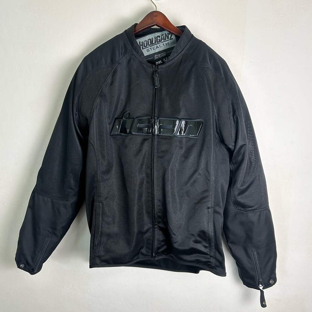 ICON Motorcycle Jacket Holigan Stealth Black Size 2XL Like New